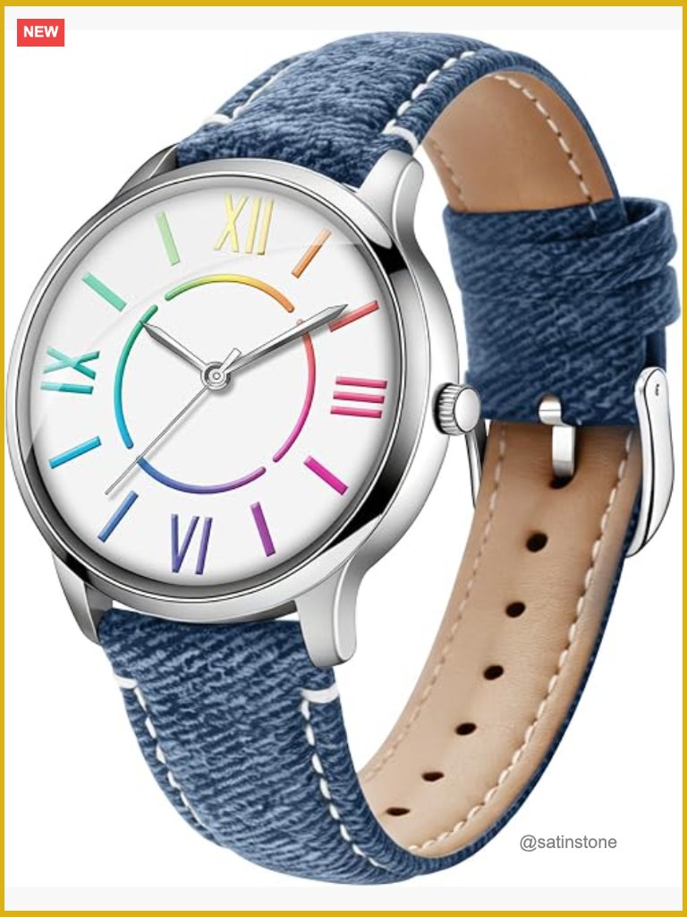 Colorful Roman Numerals Watch, Leather Strap, Japanese Quartz, 3atm Water